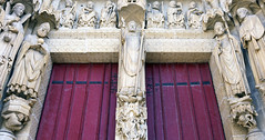 Amiens Cathedral, left portal trumeau with Bishop Firmin