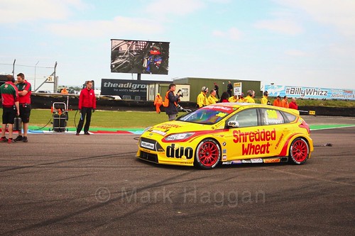 Luke Davenport on the grid before race one at the Thruxton BTCC round, May 2017