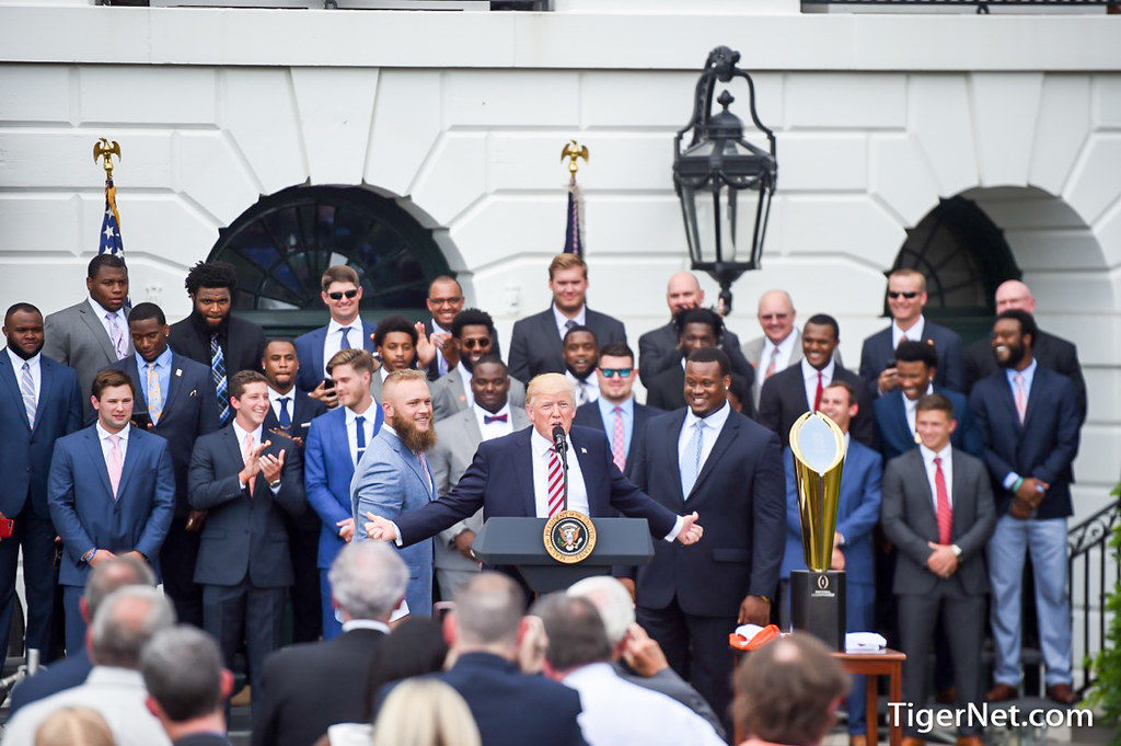 Clemson Football Photo of Ben Boulware and Carlos Watkins and Donald Trump and whitehouse and nationalchampions