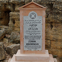 World Heritage Plaque. Cyrene. Libya.