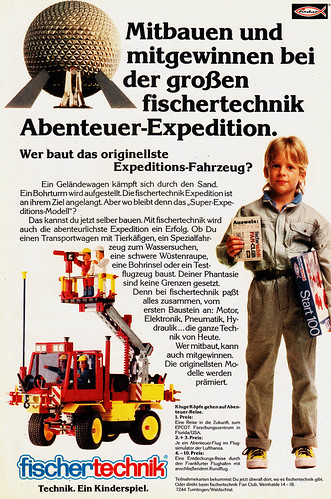 Fischertechnik-Wer baut das orginellste Exppeditions Fahrzeug Werbung von 1984 