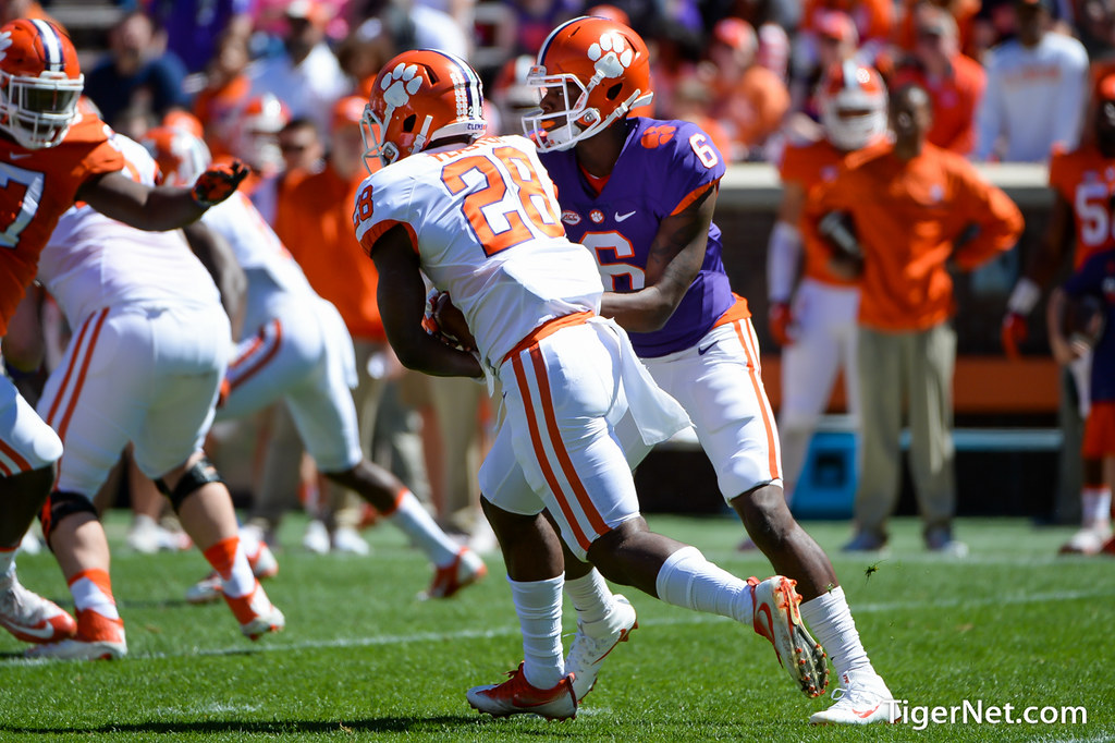 Clemson Football Photo of Tavien Feaster and Zerrick Cooper and orangeandwhitegame and springgame