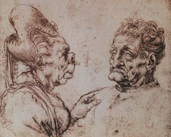 Grotesque heads facing each other, Leonardo da Vinci