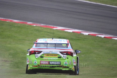 Tom Ingram's car on the grass at Oulton Park, May 2017