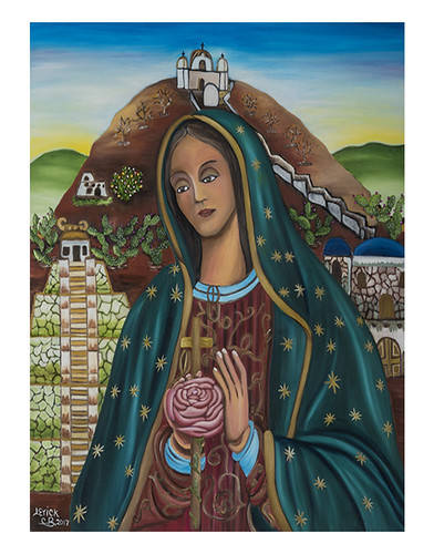 Autor: JOSE ERICK CALVILLO BORJA, Mi Virgen morena del Tepeyac  70x60 cm