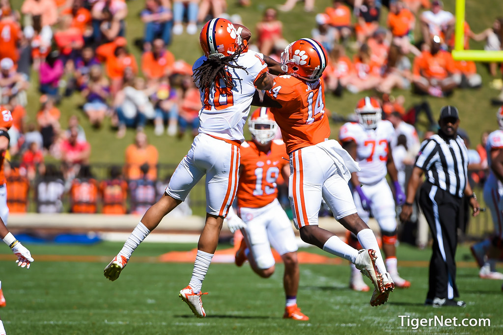 Clemson Football Photo of Denzel Johnson and TJ Chase and springgame and orangeandwhitegame
