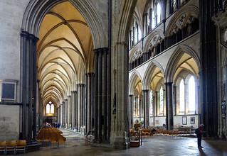 Salisbury Cathedral, side aisle from crossing