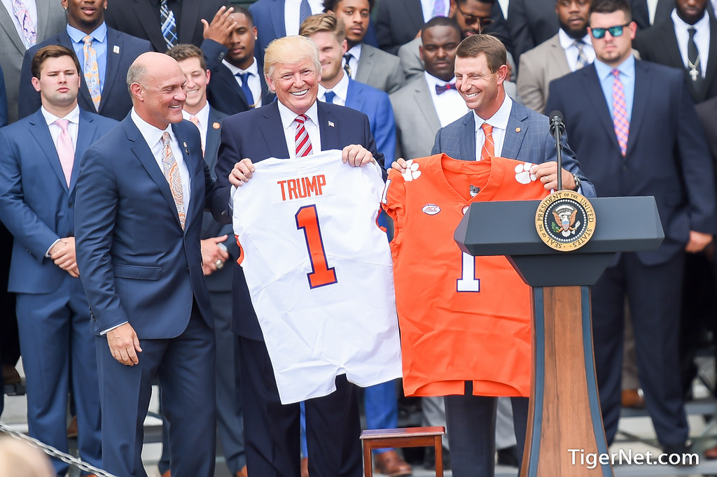 Clemson  Photo of Dabo Swinney and Donald Trump and Jim Clements