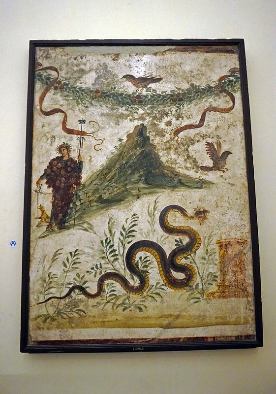 Painting of the House of the Centenary in Pompeii showing Bacchus - National Archaeological Museum, Naples, Italy<br/>© <a href="https://flickr.com/people/38743501@N08" target="_blank" rel="nofollow">38743501@N08</a> (<a href="https://flickr.com/photo.gne?id=35983549616" target="_blank" rel="nofollow">Flickr</a>)
