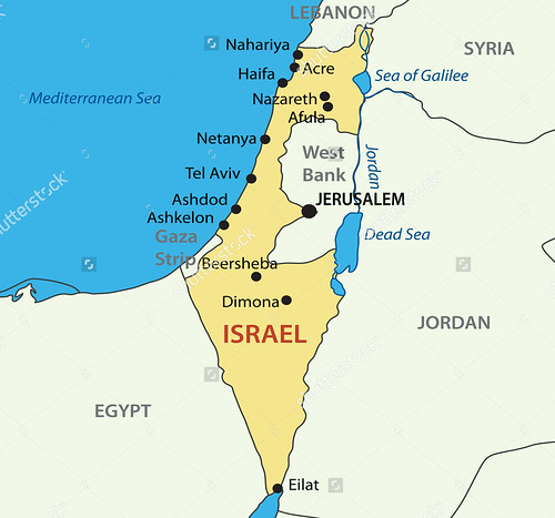 Map of Israel and the Occupied Territories. It's a small country.  Notice how tiny Gaza is., From FlickrPhotos