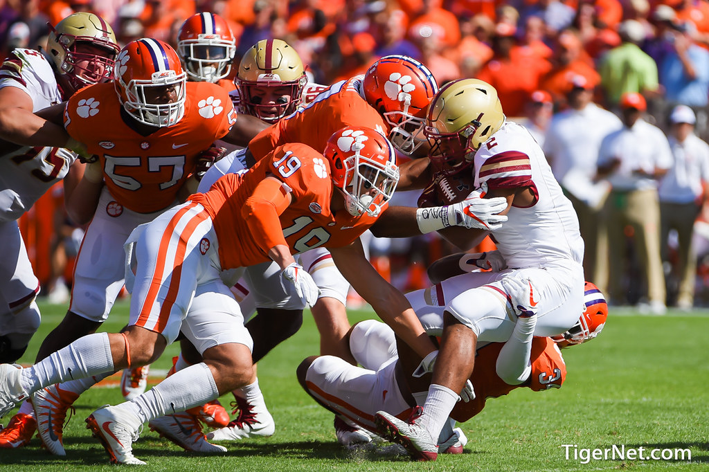 Clemson Football Photo of Kendall Joseph and Tanner Muse and Boston College