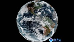 GOES-16 Full Disk Geocolor of Moon's Shadow during 2017 Solar Eclipse
