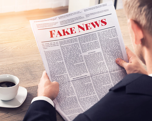 Person Reading Fake News Article