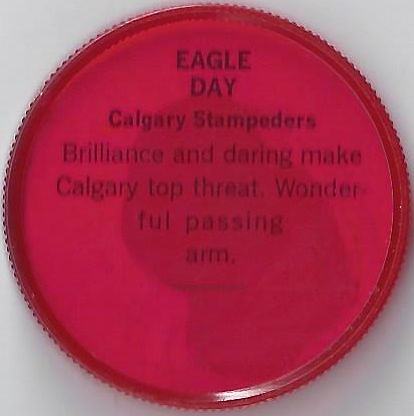 1963 Anonymous Back - No Brand (English Only) / Nalley's Potato Chips CFL Plastic Football Coin - EAGLE DAY #130-NB (Calgary Stampeders / Canadian Football League)