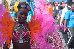 DSC_3012 Notting Hill Caribbean Carnival London Exotic Colourful Pink Costume with Ostrich Feathers Showgirl Performer Aug 28 2017 Stunning Lady
