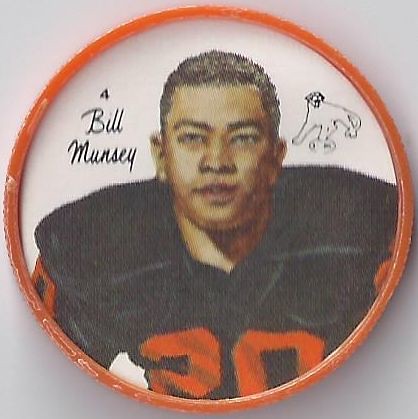 1964 Blank Back / Nalley's Potato Chips CFL Plastic Football Coin - BILL MUNSEY #4-BB (British Columbia Lions / Canadian Football League)