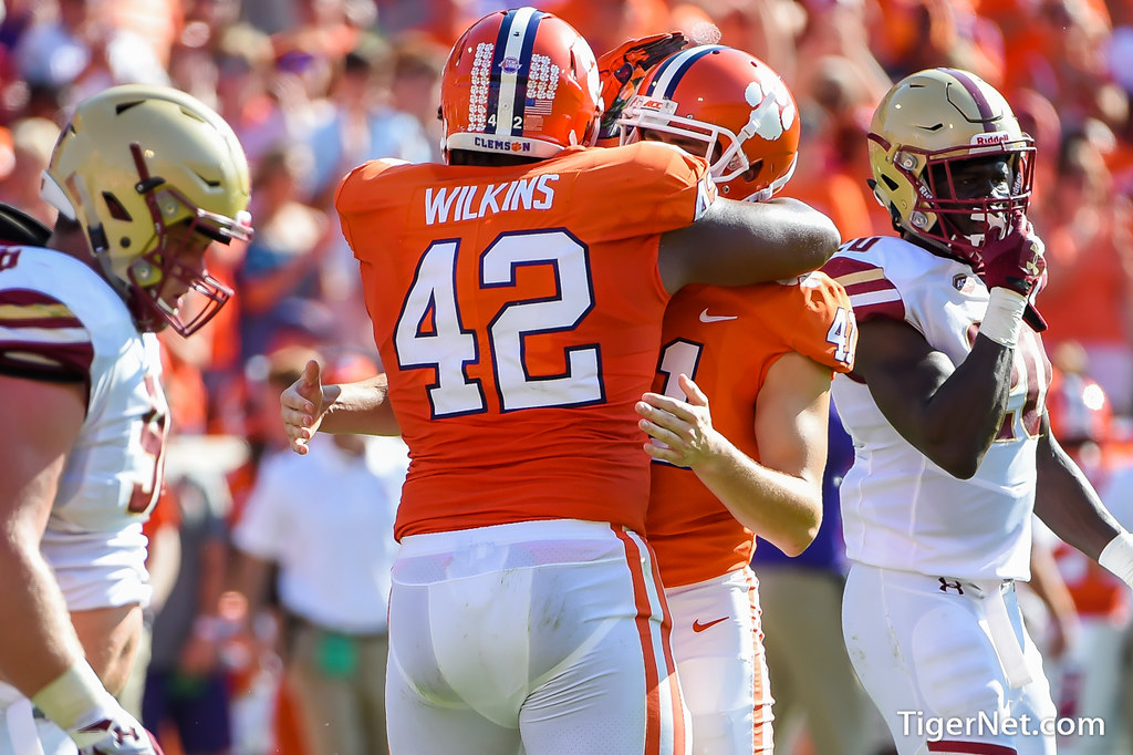 Clemson Football Photo of Alex Spence and Christian Wilkins and Boston College