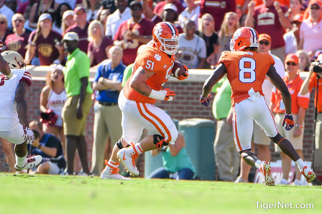 Clemson Football Photo of Taylor Hearn and Boston College