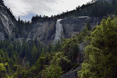 Nevada Fall and a Valley Below (Yosemite National Park)