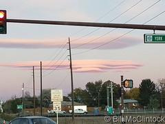 October 17, 2017 - Lenticular clouds on the horizon at sunrise.  (‎Bill McClintock)