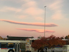 October 17, 2017 - Lenticular clouds on the horizon at sunrise.  (Jay Winkelhake)