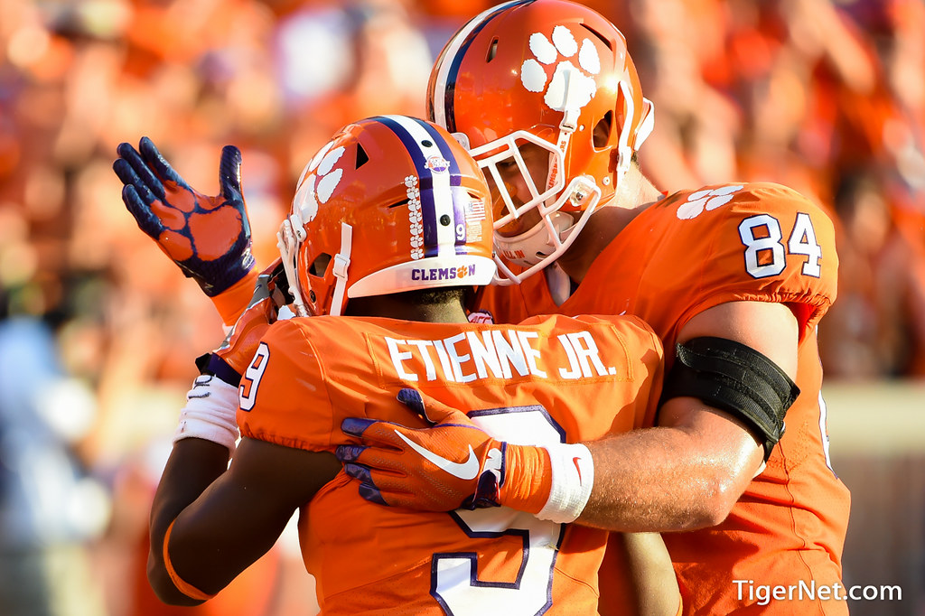 Clemson Football Photo of Cannon Smith and Travis Etienne and Boston College