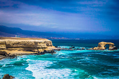 La Portada rock with Antofagasta in the background.