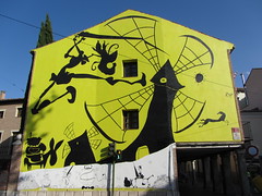 Don Quixote tilting at windmills,  Plaza  de  los  Santos  Niños, Alcalá de Henares, Madrid