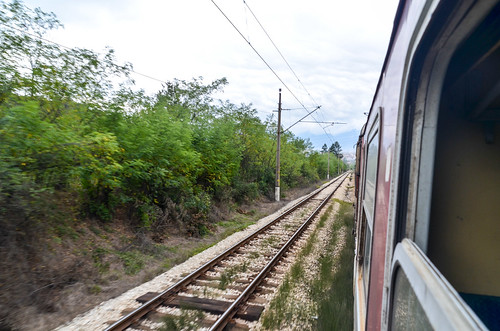 Train between Sofia and Plovdiv, Bulgaria