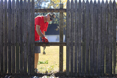 1105 Dad works on fence at Westridge