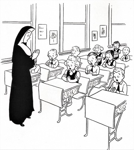 School Children in class with Sister leading the Morning Prayer in 1955  Catholic school classroom - cartoon book by Joe Lane - a photo on Flickriver