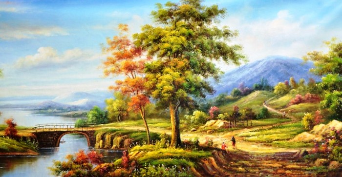 19 Lukisan Pemandangan Indah Simple Lukisan Alam Semula 