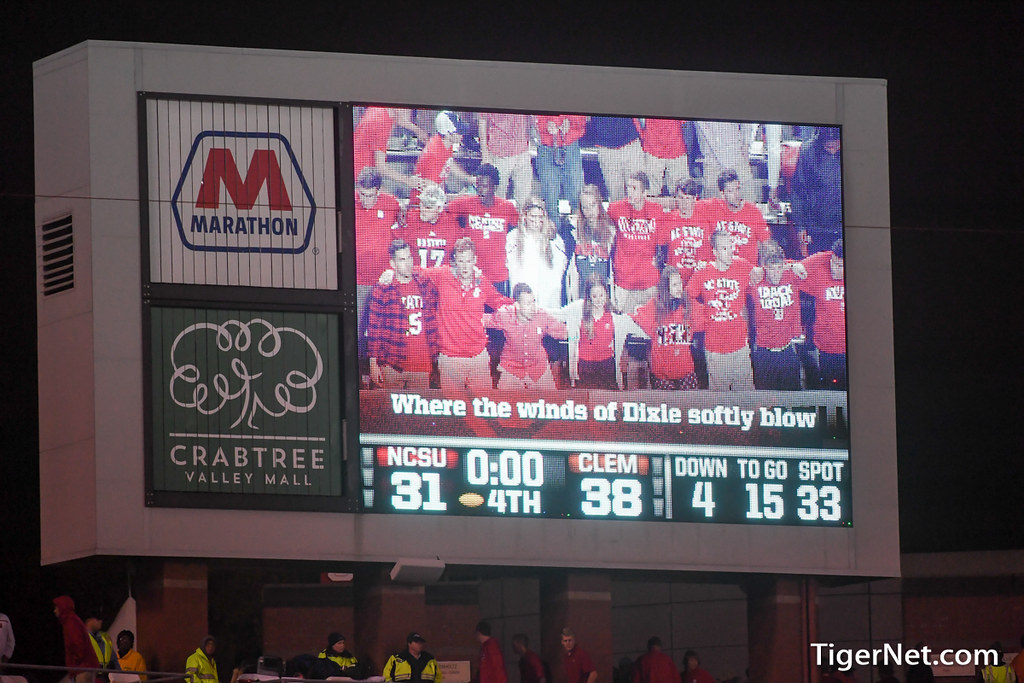 Clemson Football Photo of scoreboard and NC State