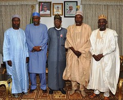L-R: Perm. Sec, Government House Dutse, Alhaji Sambo Musa; Deputy Majority leader, Jigawa House of Assembly, Hon. Qais Abdallah; Minister of Information & Culture, Alhaji Lai Mohammed‎; Chairman,House Committee on Youth,Sports & Culture Jigawa State, Hon.