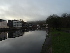 Calm river, low cloud