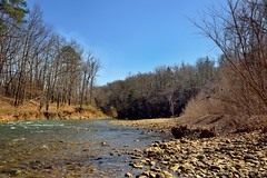 Blue Skies Above in a Setting of Hillsides and Trees along the Buffalo National River