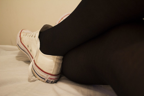black tights white converse
