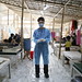 UK Emergency Medical Team paediatric nurse Becky Platt pictured wearing protective equipment in a specially constructed diphtheria treatment clinic in the Kutapalong refugee camp, Bangladesh, January 2018