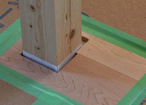 柱と床の取り合い部分の気密処理