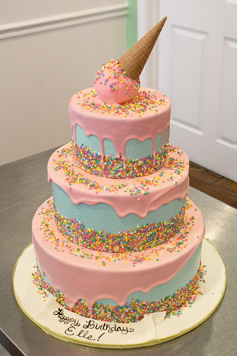 Ice Cream Melting Drip Sprinkle Birthday Cake