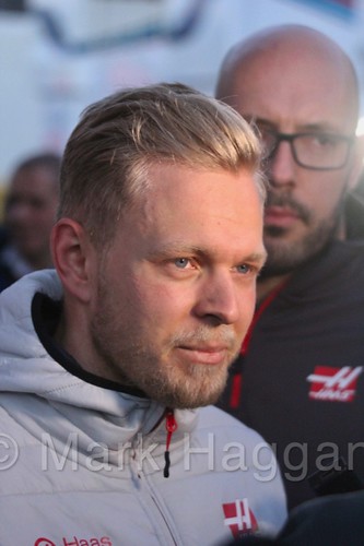 Kevin Magnussen is interviewed during Formula One Winter Testing 2018