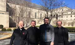 Fr. Rouch and Fr. Kesicki join Ben Daghir and Kevin Holland outside of St. Mary’s Seminary in Baltimore after Ben’s installation as Lector, February 8, 2019.