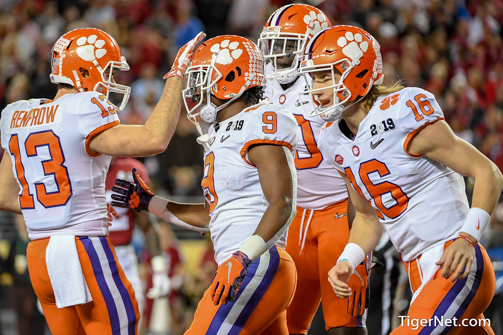 Clemson Football Photo of Hunter Renfrow and Travis Etienne and alabama