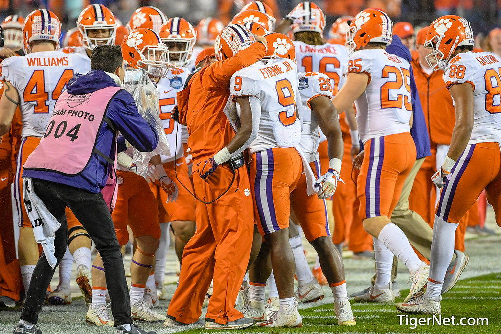 Clemson Football Photo of Dabo Swinney and Travis Etienne and pittsburgh