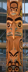 VERY BEAUTIFUL LARGE  WESTCOAST TOTEMS.  THESE WERE NEW ADDITIONS TO THE VANCOUVER AIRPORT. BC.