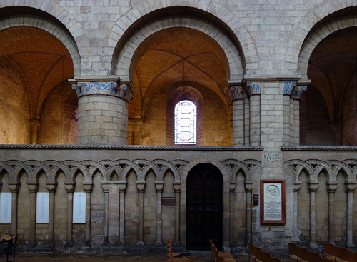 Romanesque arches above interlaced blind arcade, Ely Cathedral