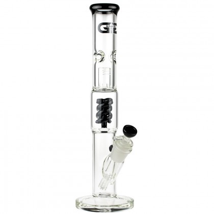 Grace Glass Straight Ice Bong with Spiral Percolator|Black