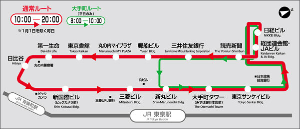 有楽町駅前から、日本橋三越方面に行きたい...