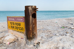 Salt attaching to all objects in the Dead Sea, Israel