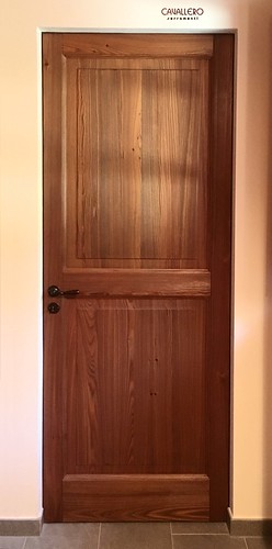 Porta interna in legno Larice BIO a 2 pannelli senza telaio - vista esterna